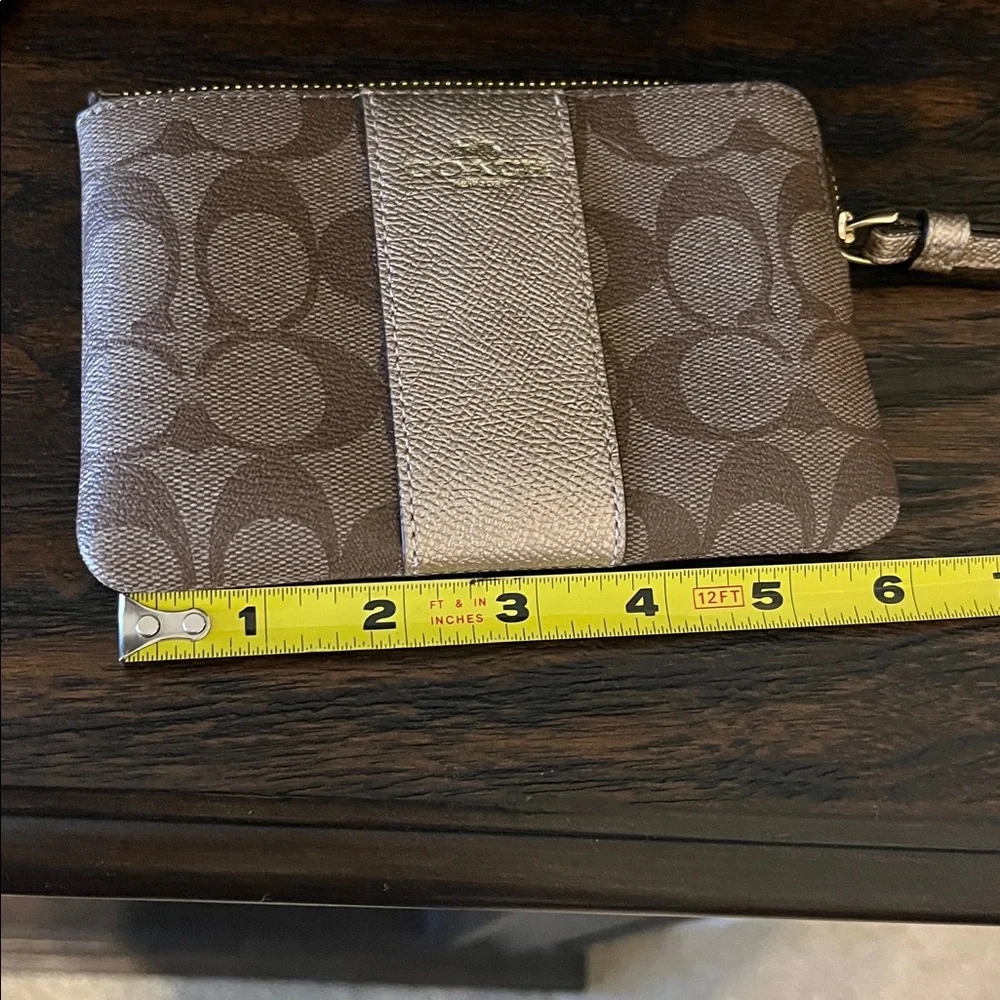 Coach Gold and Brown Signature Wristlet - Picture 7 of 8